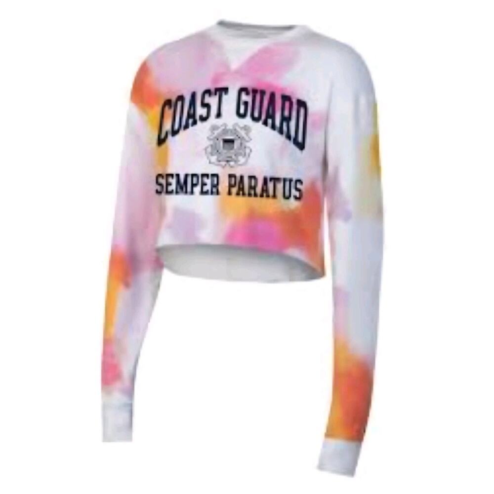 Coast Guard Champion Women's Watercolor Cloud Cropped Crew Fleece Size Medium M